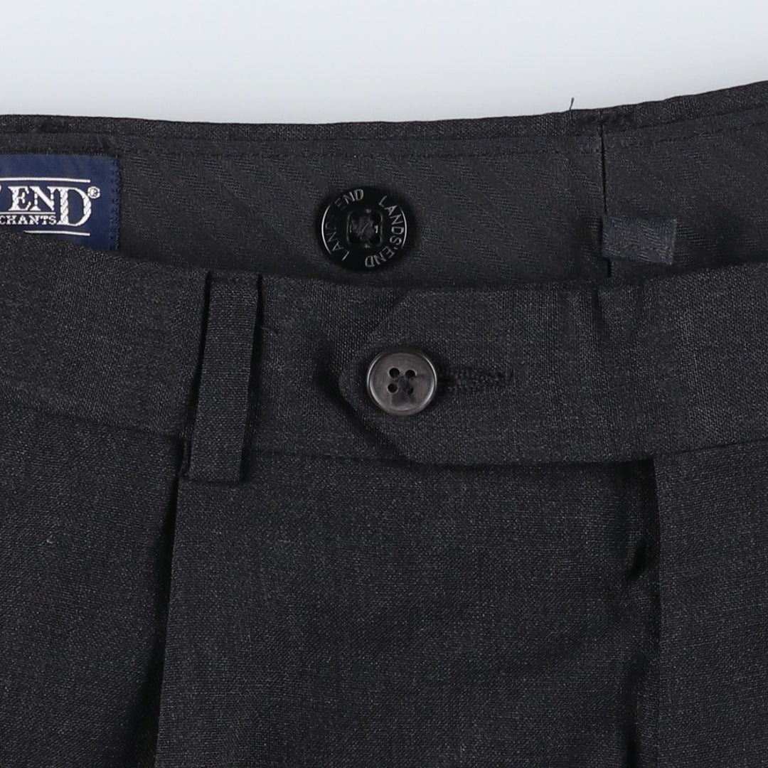 ~2000'S Lands' End Two-Pleat Slacks Pants Men's W33 (approx.) unclear black type Vintage Second Hand