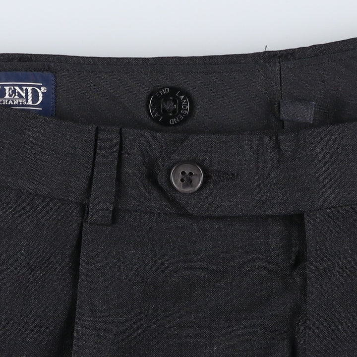 ~2000'S Lands' End Two-Pleat Slacks Pants Men's W33 (approx.) unclear black type Vintage Second Hand