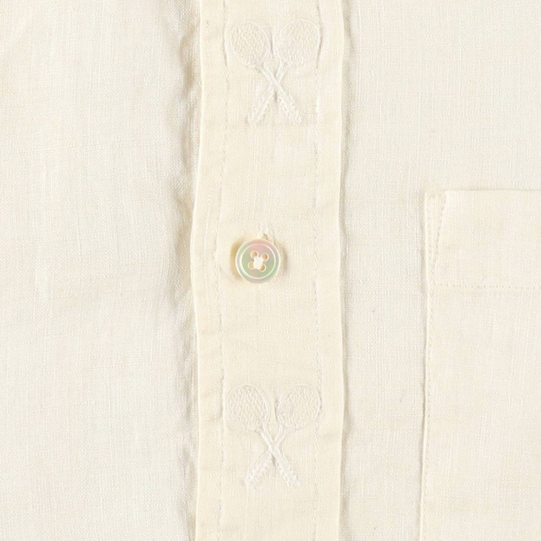 Ralph Lauren long-sleeved linen shirt, women's size M (approx.) linen unbleached Vintage Second Hand