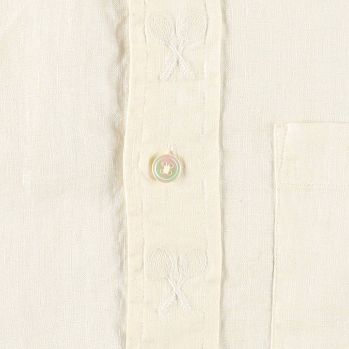 Ralph Lauren long-sleeved linen shirt, women's size M (approx.) linen unbleached Vintage Second Hand