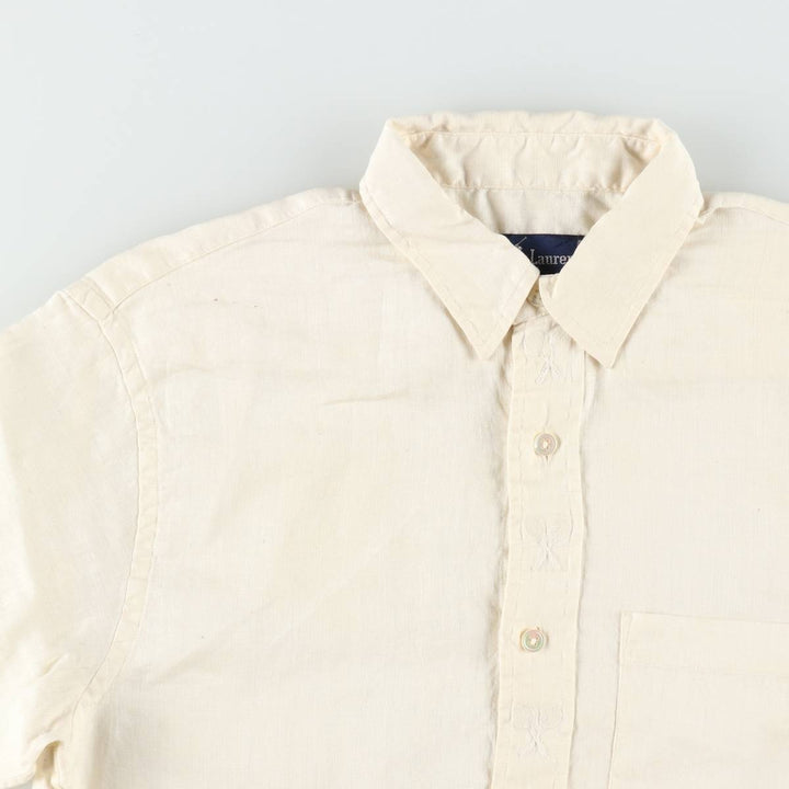 Ralph Lauren long-sleeved linen shirt, women's size M (approx.) linen unbleached Vintage Second Hand