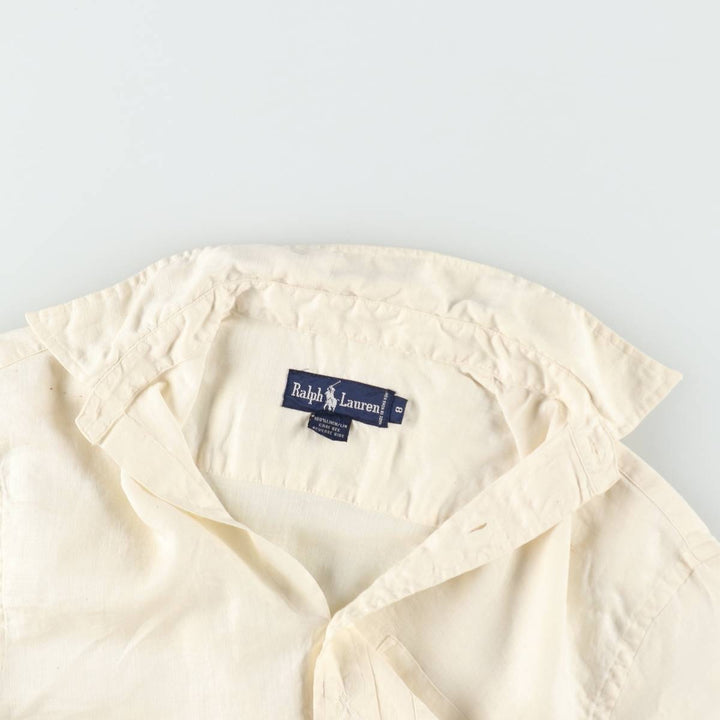 Ralph Lauren long-sleeved linen shirt, women's size M (approx.) linen unbleached Vintage Second Hand