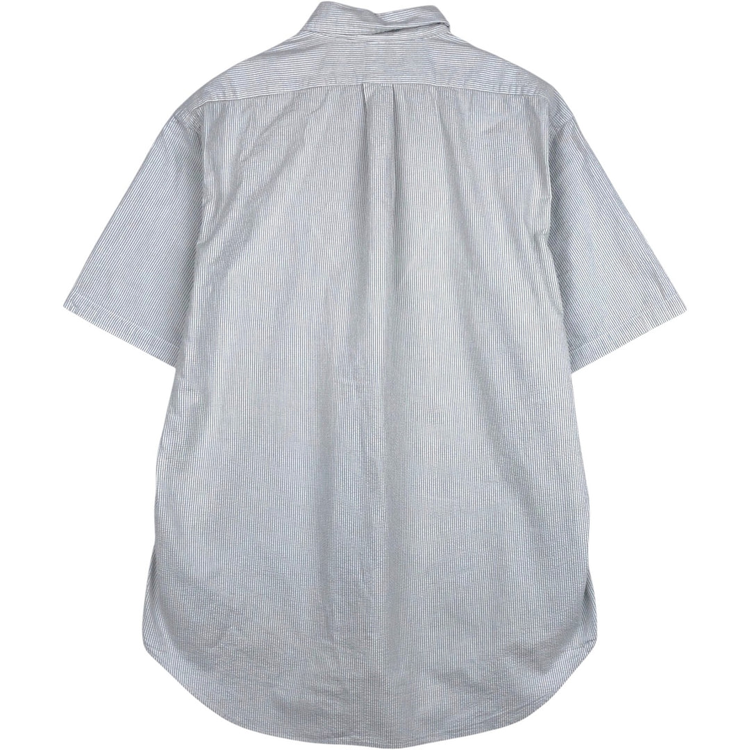 Ralph Lauren TILDEN Seersucker Short-Sleeve Button-Down Striped Shirt, Men's Size L (approx.) cotton white type Vintage Second Hand