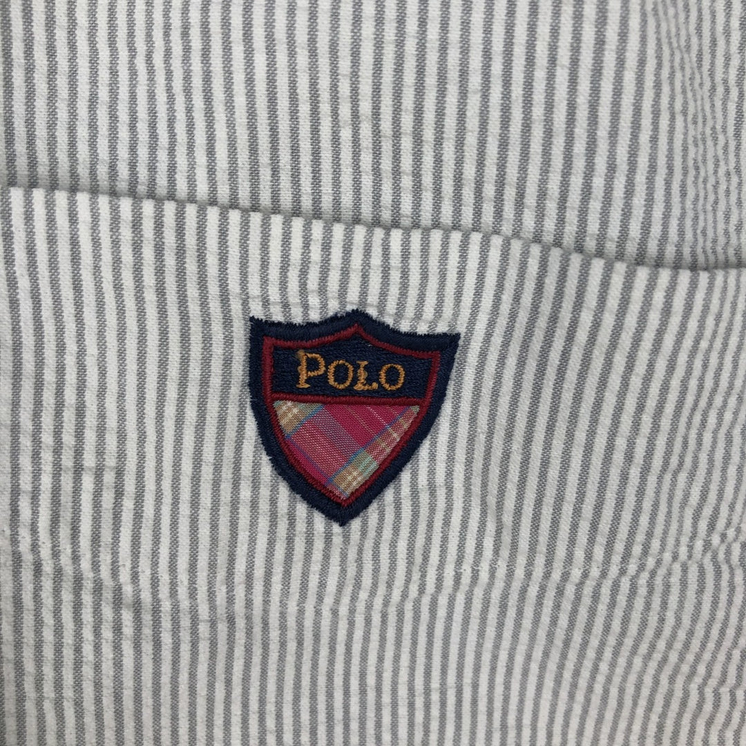 Ralph Lauren TILDEN Seersucker Short-Sleeve Button-Down Striped Shirt, Men's Size L (approx.) cotton white type Vintage Second Hand