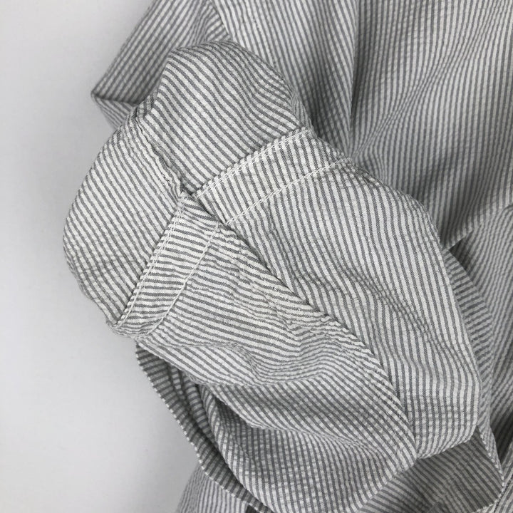 Ralph Lauren TILDEN Seersucker Short-Sleeve Button-Down Striped Shirt, Men's Size L (approx.) cotton white type Vintage Second Hand