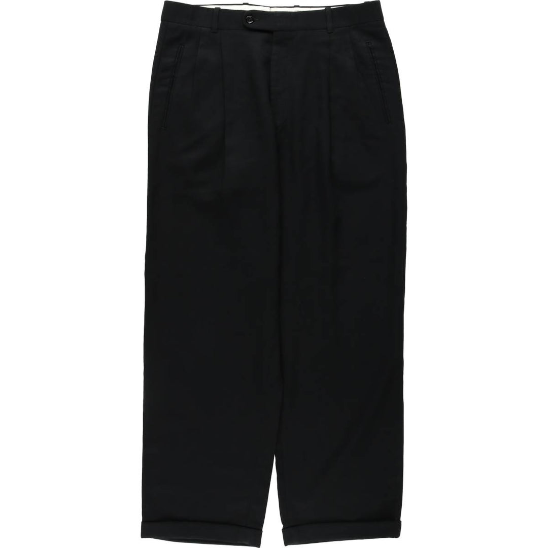 GUY LAROCHE Two-Pleat Wool Trousers, Men's Size W34 (approx.) wool black type Vintage Second Hand