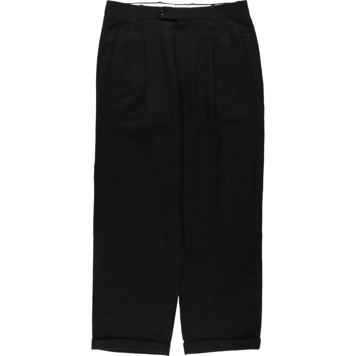 GUY LAROCHE Two-Pleat Wool Trousers, Men's Size W34 (approx.) wool black type Vintage Second Hand