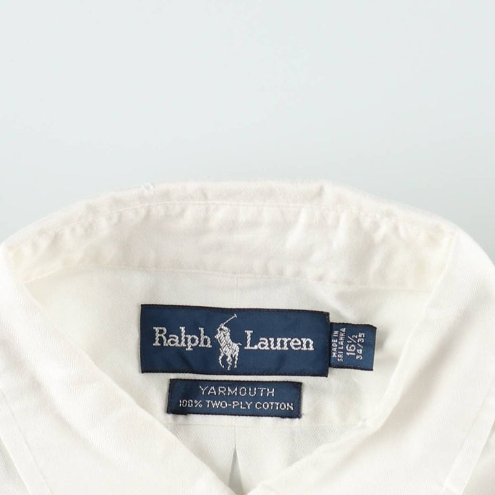 Ralph Lauren YARMOUTH long sleeve button down shirt, men's size L cotton white type Vintage Second Hand