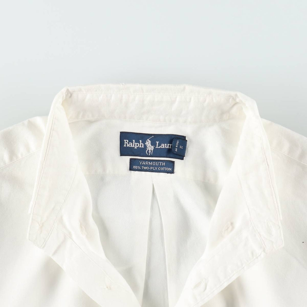Ralph Lauren YARMOUTH long sleeve button down shirt, men's size L cotton white type Vintage Second Hand