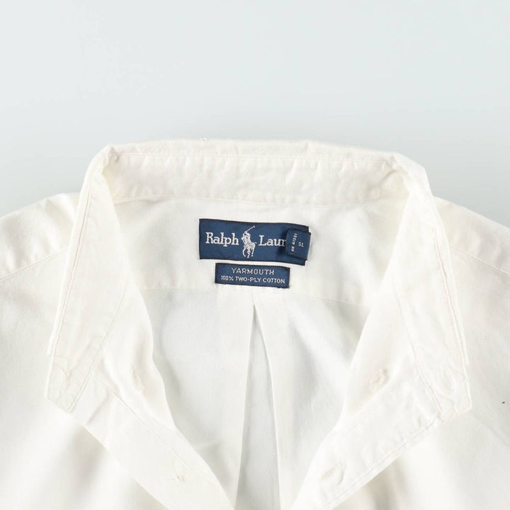Ralph Lauren YARMOUTH long sleeve button down shirt, men's size L cotton white type Vintage Second Hand
