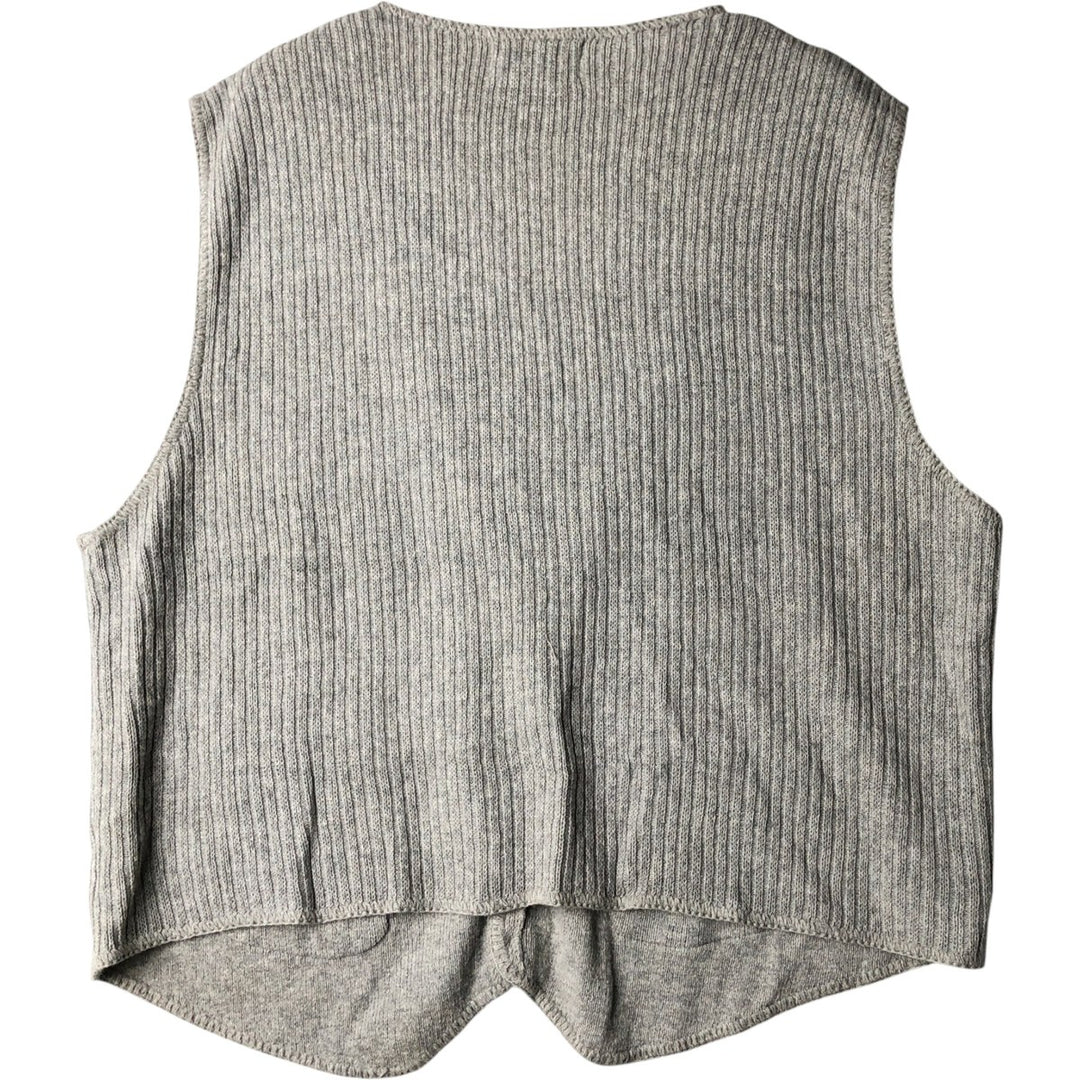 Eddie Bauer Ribbed Open-Front Cotton Knit Vest, Made in USA, Men's XL cotton gray type Vintage Second Hand