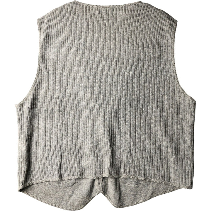 Eddie Bauer Ribbed Open-Front Cotton Knit Vest, Made in USA, Men's XL cotton gray type Vintage Second Hand