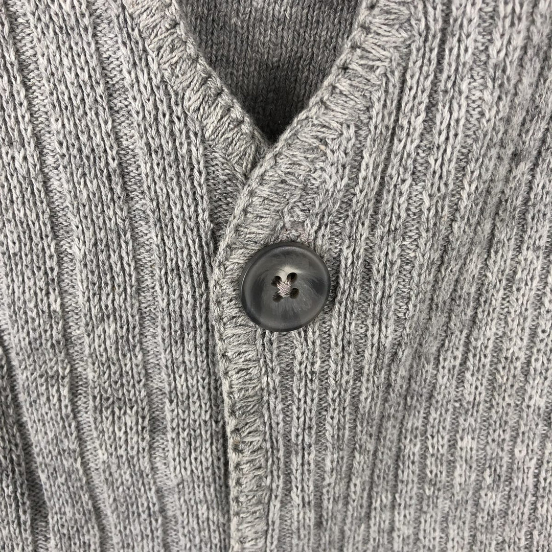 Eddie Bauer Ribbed Open-Front Cotton Knit Vest, Made in USA, Men's XL cotton gray type Vintage Second Hand