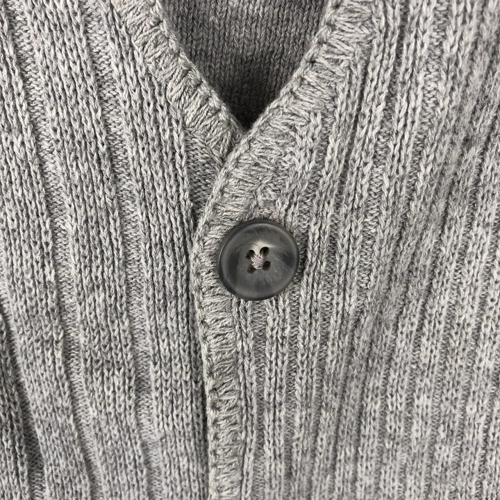 Eddie Bauer Ribbed Open-Front Cotton Knit Vest, Made in USA, Men's XL cotton gray type Vintage Second Hand