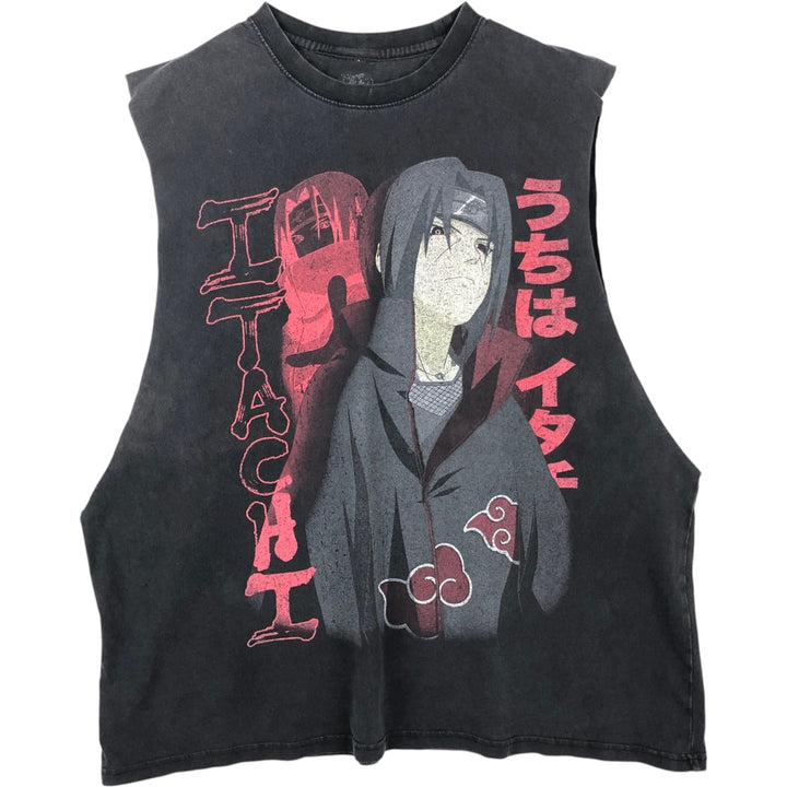 NARUTO Uchiha Itachi Cut-off Anime Character Print T-Shirt (Men's XL equivalent) cotton black type Vintage Second Hand