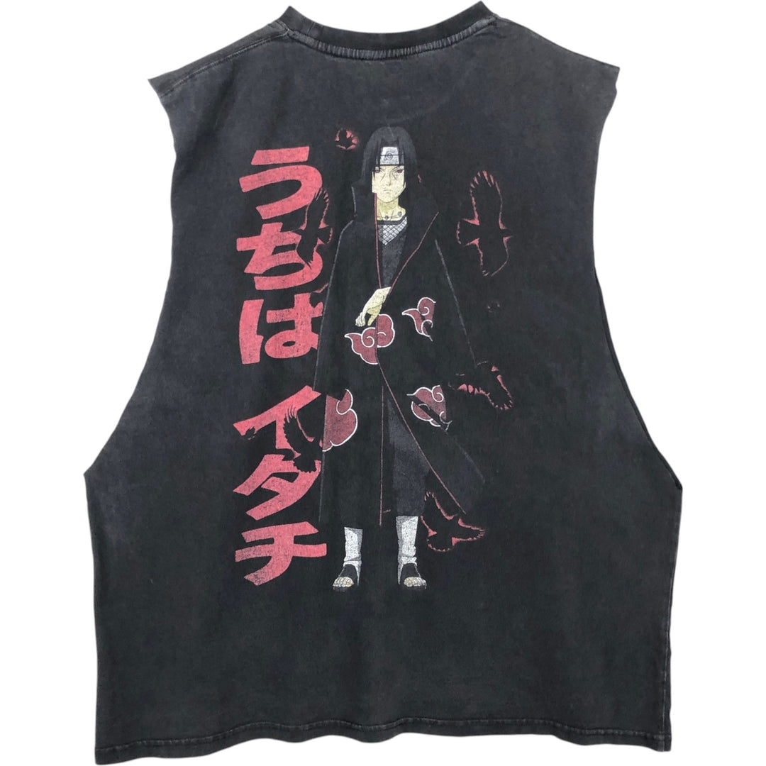 NARUTO Uchiha Itachi Cut-off Anime Character Print T-Shirt (Men's XL equivalent) cotton black type Vintage Second Hand