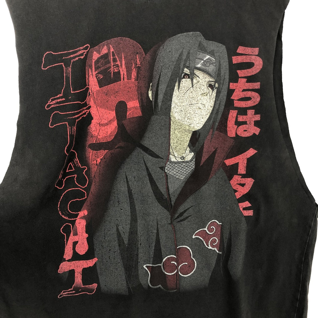 NARUTO Uchiha Itachi Cut-off Anime Character Print T-Shirt (Men's XL equivalent) cotton black type Vintage Second Hand