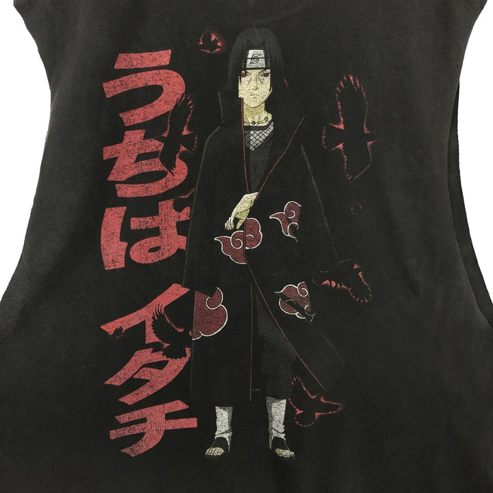 NARUTO Uchiha Itachi Cut-off Anime Character Print T-Shirt (Men's XL equivalent) cotton black type Vintage Second Hand