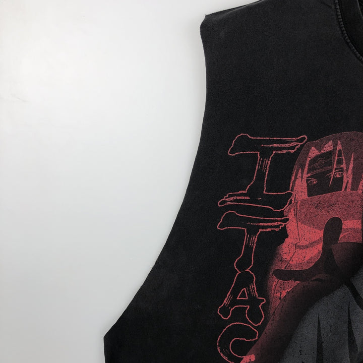 NARUTO Uchiha Itachi Cut-off Anime Character Print T-Shirt (Men's XL equivalent) cotton black type Vintage Second Hand