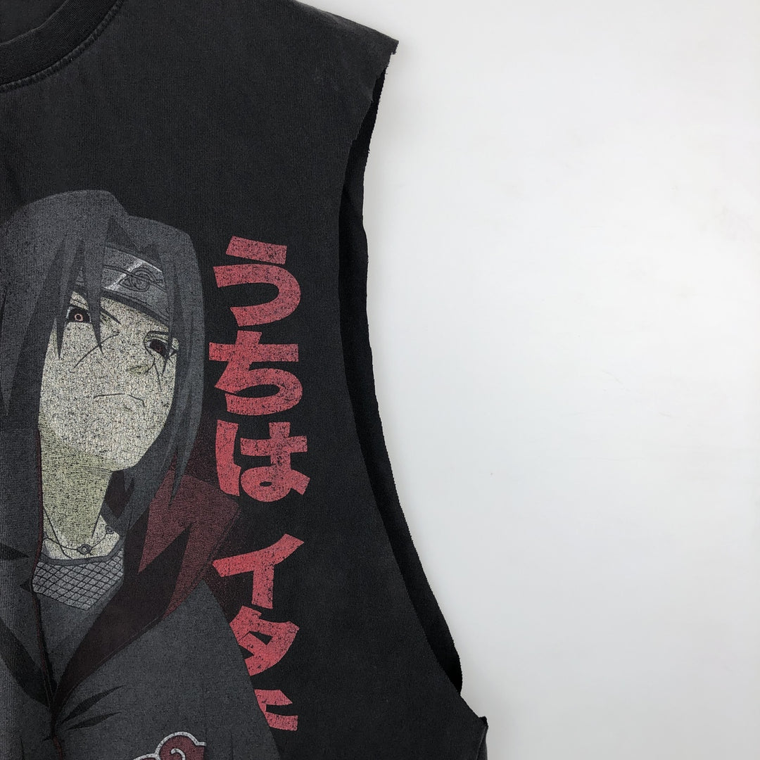 NARUTO Uchiha Itachi Cut-off Anime Character Print T-Shirt (Men's XL equivalent) cotton black type Vintage Second Hand