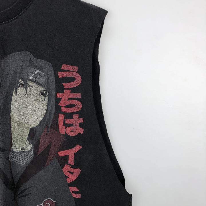 NARUTO Uchiha Itachi Cut-off Anime Character Print T-Shirt (Men's XL equivalent) cotton black type Vintage Second Hand