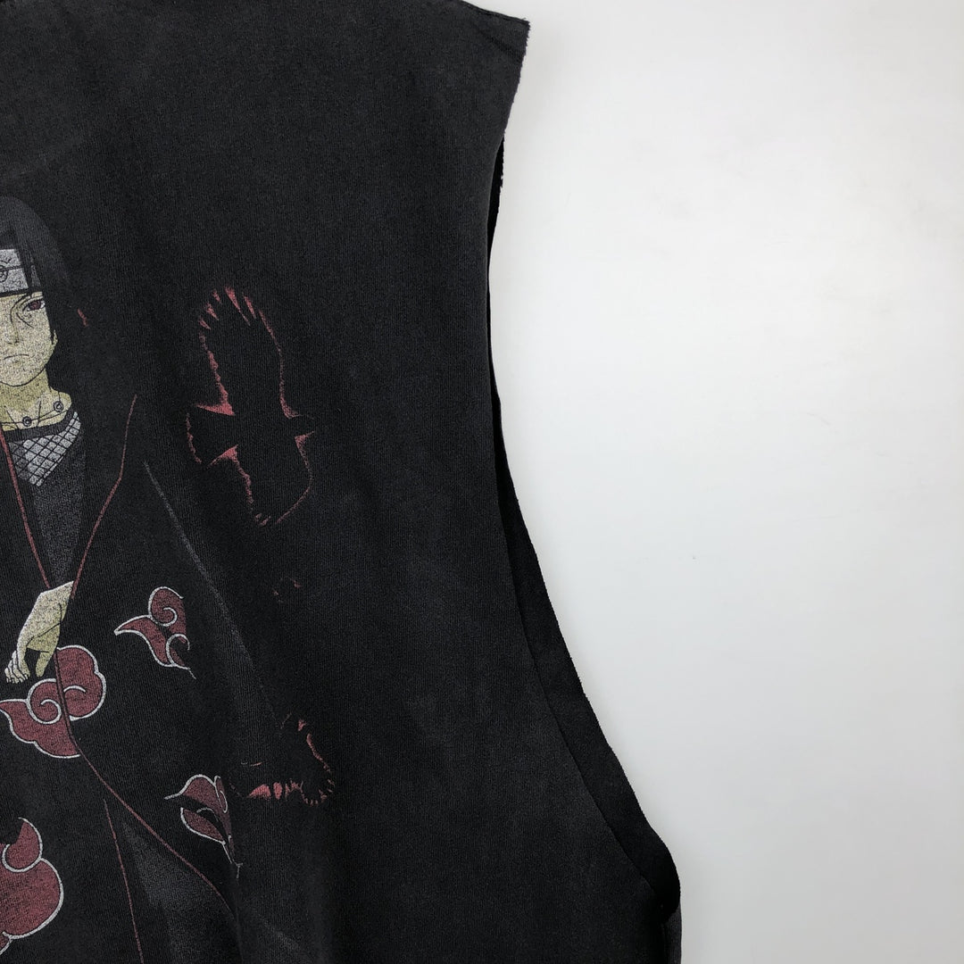 NARUTO Uchiha Itachi Cut-off Anime Character Print T-Shirt (Men's XL equivalent) cotton black type Vintage Second Hand