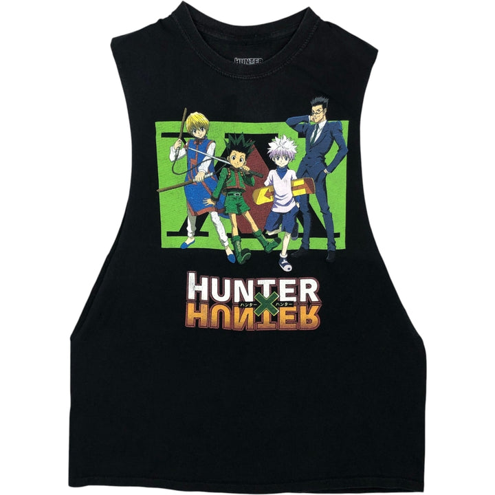 HUNTER x HUNTER (Hunter x Hunter) Cut-off Anime Character Print T-Shirt, Men's Size M (approx.) cotton black type Vintage Second Hand