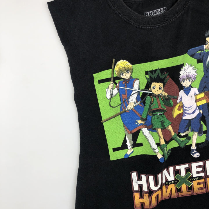 HUNTER x HUNTER (Hunter x Hunter) Cut-off Anime Character Print T-Shirt, Men's Size M (approx.) cotton black type Vintage Second Hand