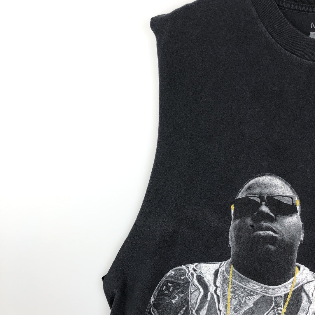 NEW JACK CITY THE NOTORIUS BIG Cut-off Wrap T-Shirt (Men's XL equivalent) unclear black type Vintage Second Hand