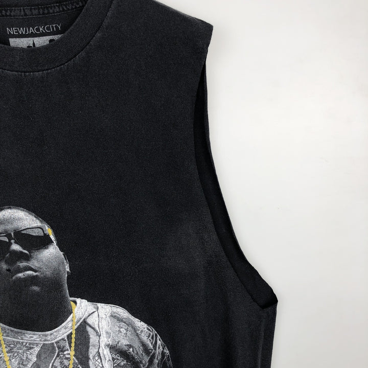 NEW JACK CITY THE NOTORIUS BIG Cut-off Wrap T-Shirt (Men's XL equivalent) unclear black type Vintage Second Hand