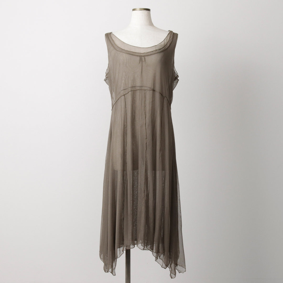 MADO et les Autres Half-Length Tulle See-Through Dress (Women's Size L) unclear gray type Vintage Second Hand