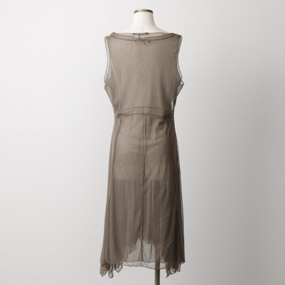 MADO et les Autres Half-Length Tulle See-Through Dress (Women's Size L) unclear gray type Vintage Second Hand