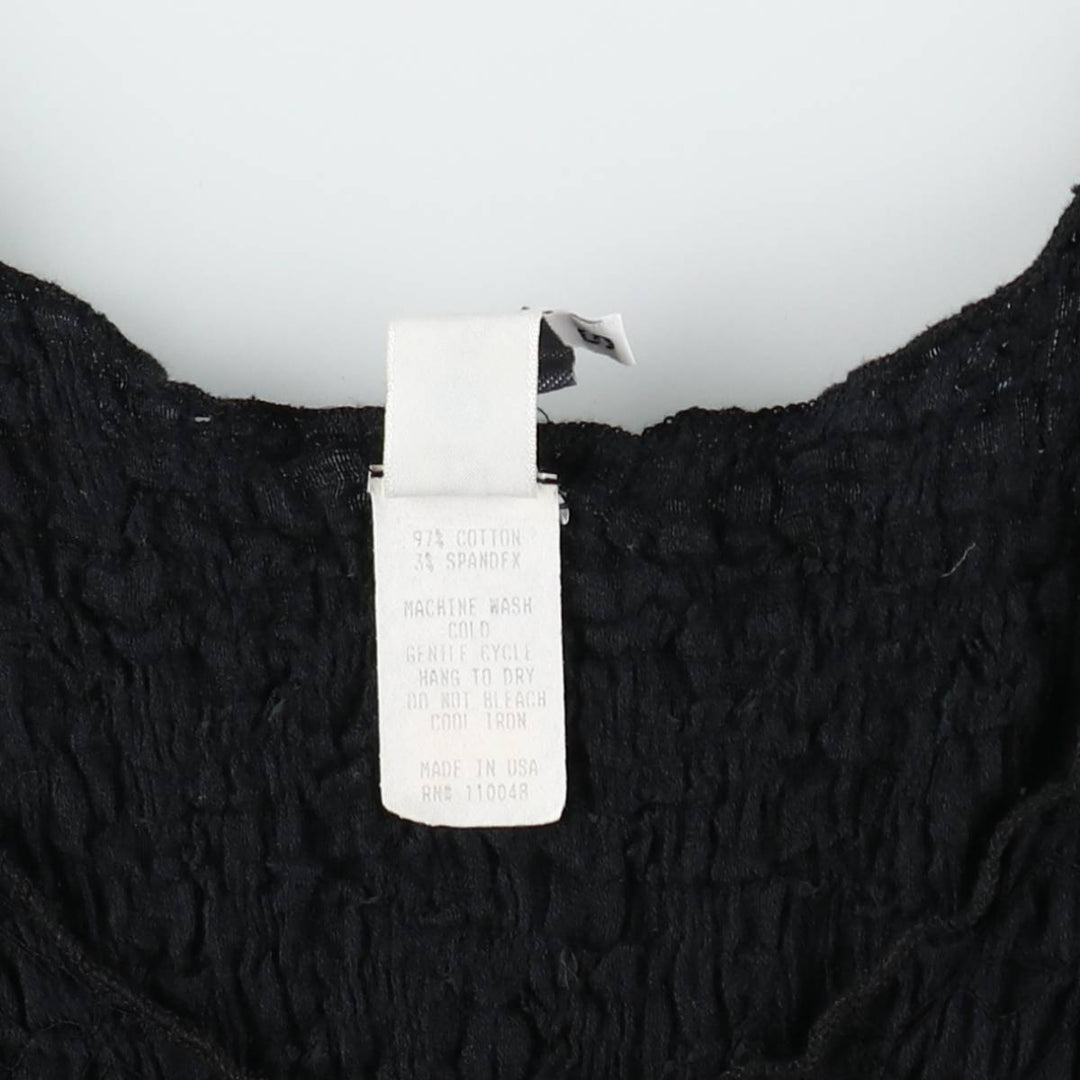NOBLU Midi-length Shirred Irregular Hem Sleeveless Flare Dress, Made in USA, Women's Size S (approx.) cotton black type Vintage Second Hand
