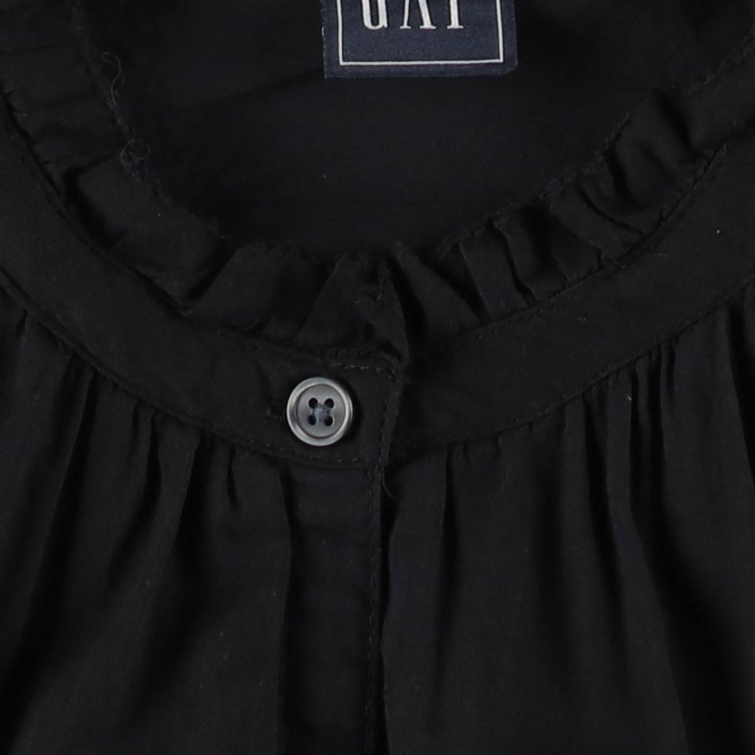 GAP Long-length, front-opening, French-sleeved, short-sleeved, flared dress (women's size M equivalent) cotton black type Vintage Second Hand