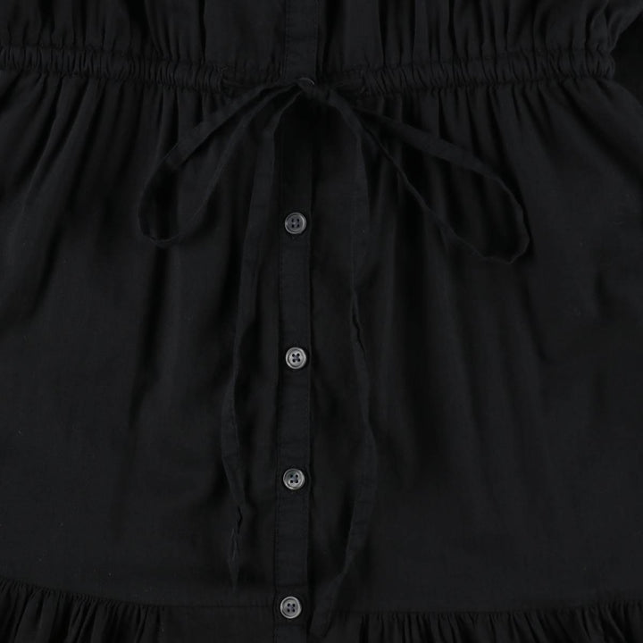 GAP Long-length, front-opening, French-sleeved, short-sleeved, flared dress (women's size M equivalent) cotton black type Vintage Second Hand