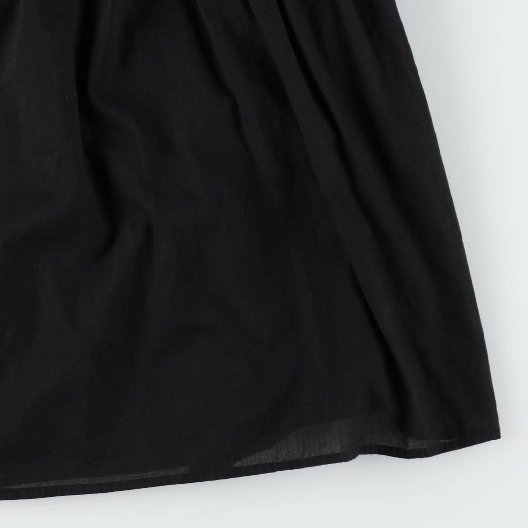 GAP Long-length, front-opening, French-sleeved, short-sleeved, flared dress (women's size M equivalent) cotton black type Vintage Second Hand