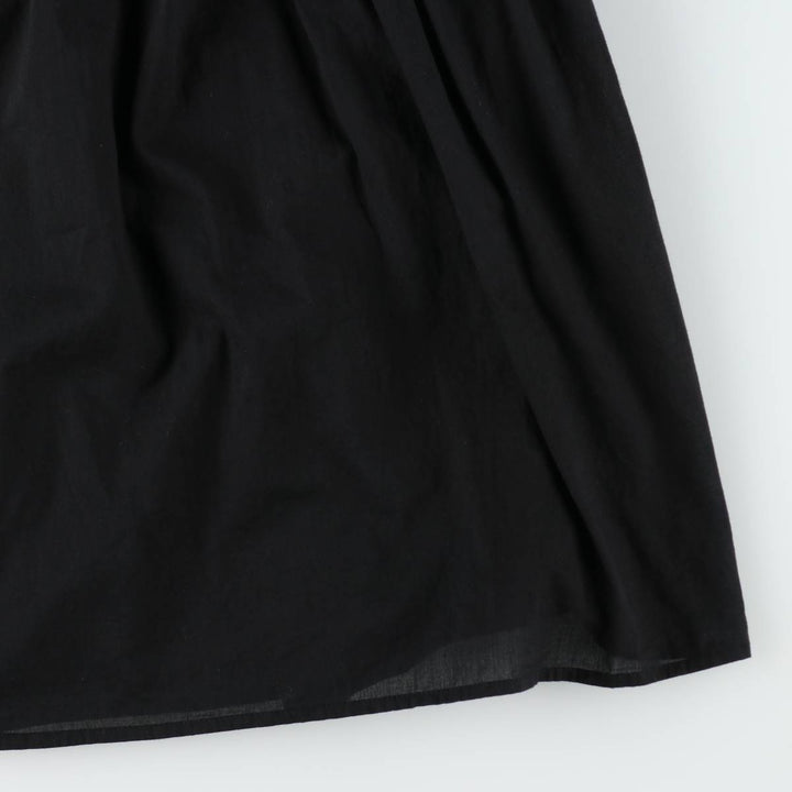 GAP Long-length, front-opening, French-sleeved, short-sleeved, flared dress (women's size M equivalent) cotton black type Vintage Second Hand