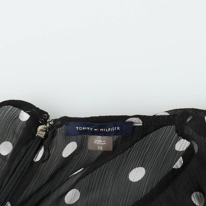 Tommy Hilfiger polka dot pattern crepe long sleeveless flared dress (women's size L equivalent) polyester black type Vintage Second Hand
