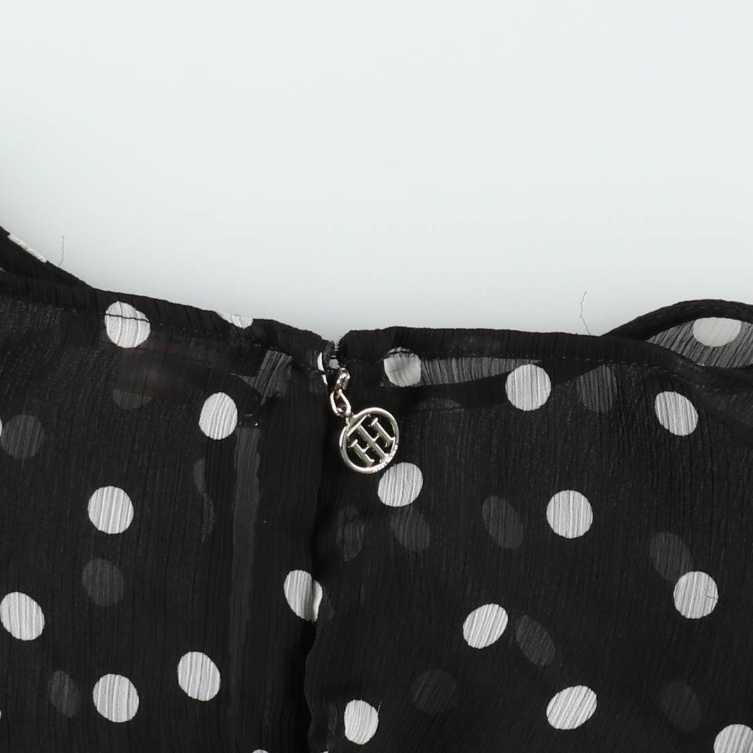 Tommy Hilfiger polka dot pattern crepe long sleeveless flared dress (women's size L equivalent) polyester black type Vintage Second Hand