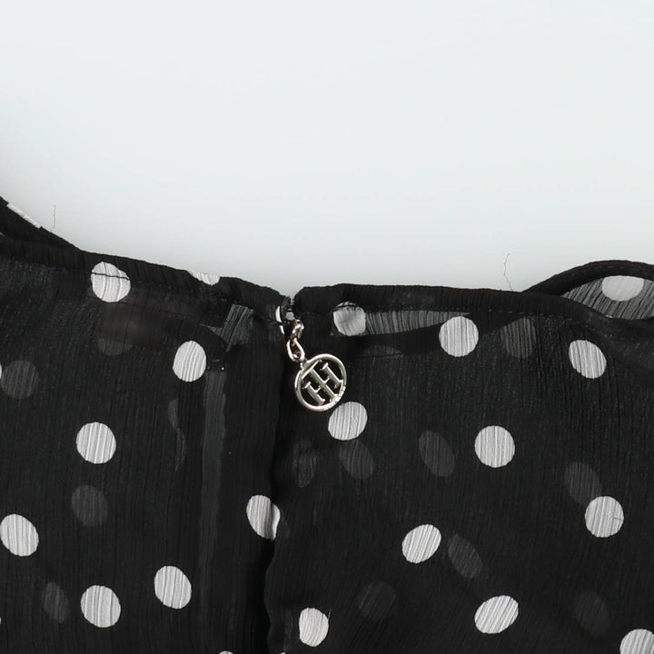 Tommy Hilfiger polka dot pattern crepe long sleeveless flared dress (women's size L equivalent) polyester black type Vintage Second Hand
