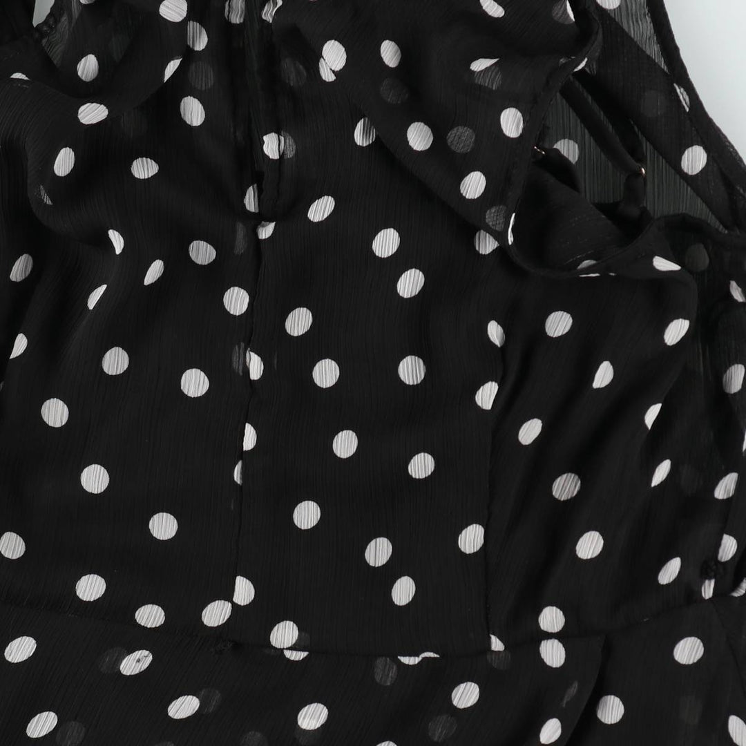 Tommy Hilfiger polka dot pattern crepe long sleeveless flared dress (women's size L equivalent) polyester black type Vintage Second Hand