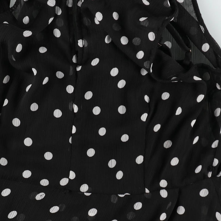 Tommy Hilfiger polka dot pattern crepe long sleeveless flared dress (women's size L equivalent) polyester black type Vintage Second Hand