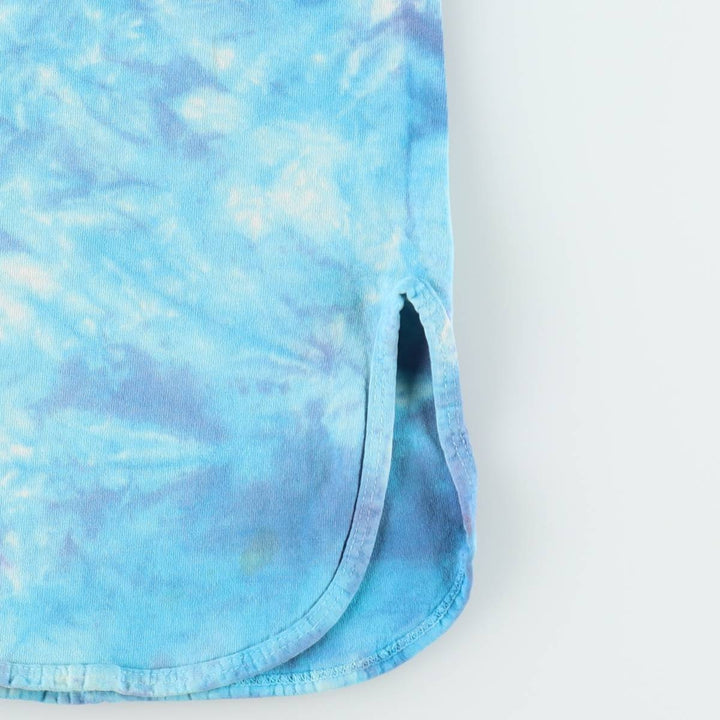 80'S Harley-Davidson Tie-Dye Pattern Eagle Pattern Half-Length V-Neck T-Shirt Dress, Made in USA, Women's Size L (approx.) cotton Blue type light blue Vintage Second Hand