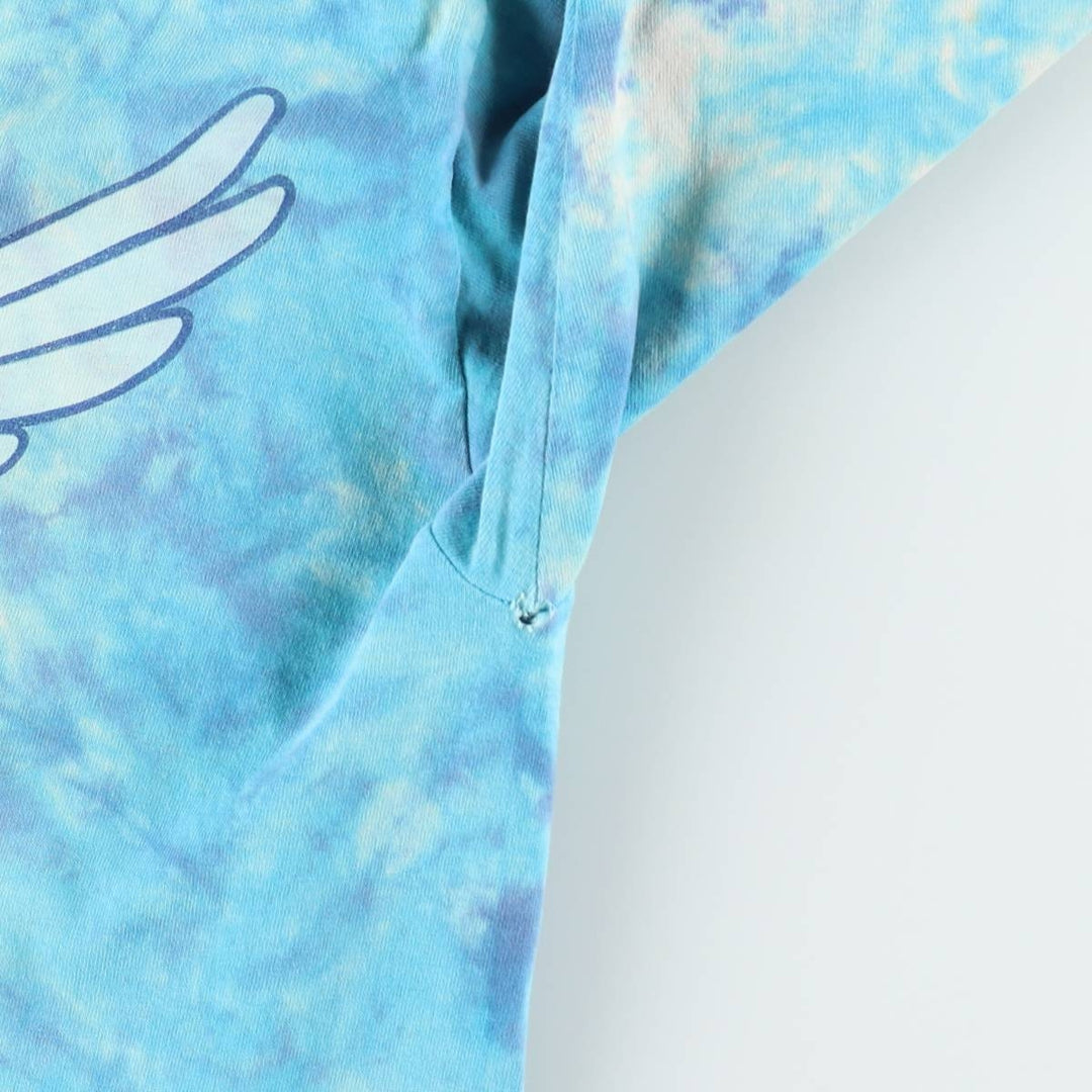 80'S Harley-Davidson Tie-Dye Pattern Eagle Pattern Half-Length V-Neck T-Shirt Dress, Made in USA, Women's Size L (approx.) cotton Blue type light blue Vintage Second Hand