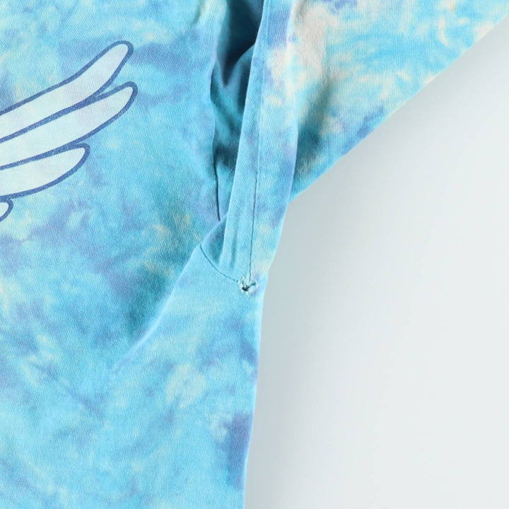 80'S Harley-Davidson Tie-Dye Pattern Eagle Pattern Half-Length V-Neck T-Shirt Dress, Made in USA, Women's Size L (approx.) cotton Blue type light blue Vintage Second Hand