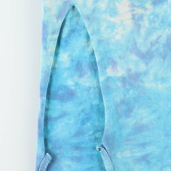 80'S Harley-Davidson Tie-Dye Pattern Eagle Pattern Half-Length V-Neck T-Shirt Dress, Made in USA, Women's Size L (approx.) cotton Blue type light blue Vintage Second Hand