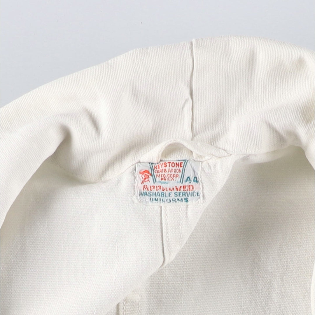 1950'S KEYSTONE Shop Coat, Men's Size L (approx.), Vintage unclear white type Vintage Second Hand