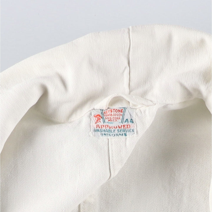 1950'S KEYSTONE Shop Coat, Men's Size L (approx.), Vintage unclear white type Vintage Second Hand