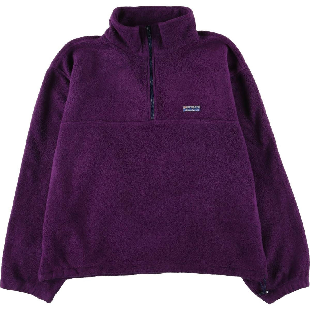 Vintage 80s-90'S Eddie Bauer half-zip fleece pullover with black tag, size L, men's polyester purple type Vintage Second Hand