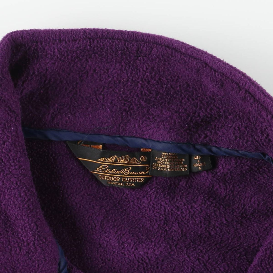 Vintage 80s-90'S Eddie Bauer half-zip fleece pullover with black tag, size L, men's polyester purple type Vintage Second Hand